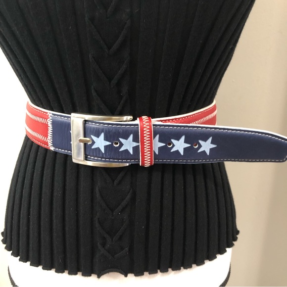 Vintage Sz L Patriotic Country Western Leather Belt - Picture 5 of 14